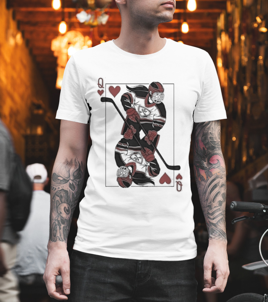Queen Of Hearts Hockey Playing Card T-Shirt