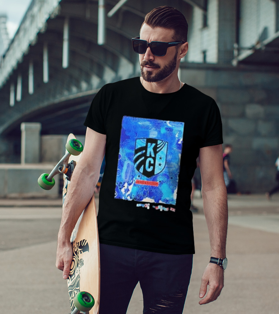 Kansas City Current KC Peace Freedom Blue T-Shirt