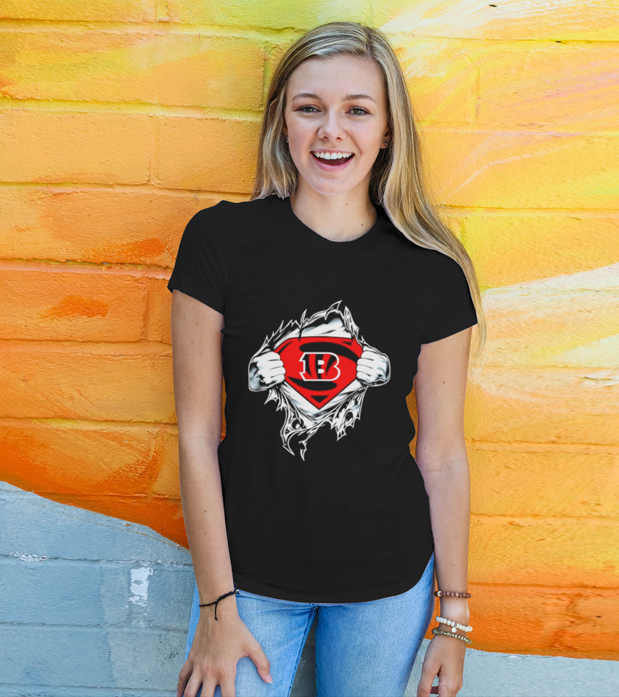 Cincinnati Bengals 13 Superman Symbol Football T-Shirt