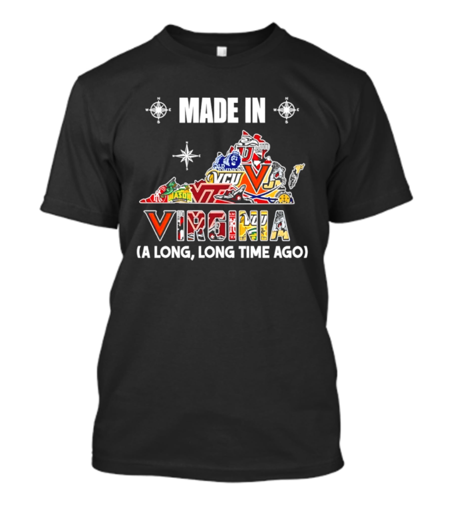 Made In Virginia Sports Team Map Virginia A Long Long Time Ago T-Shirt
