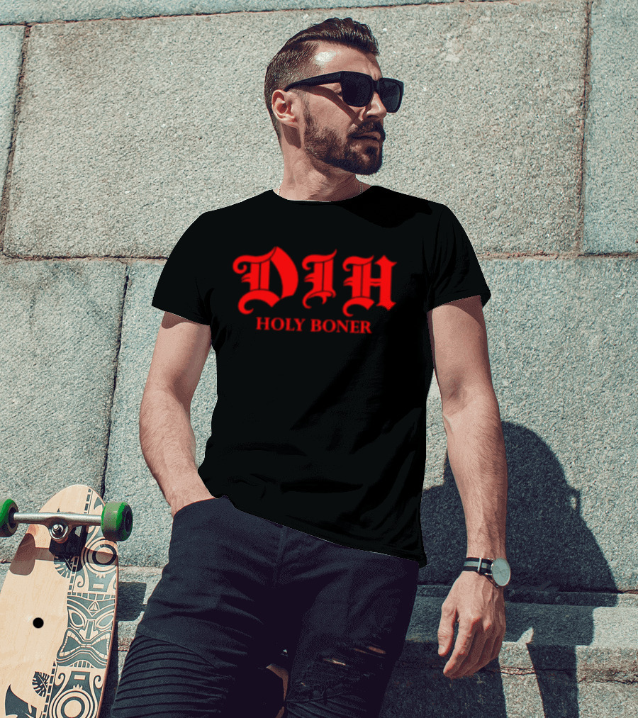 Dih Holy Boner Bold Gothic Red T-Shirt