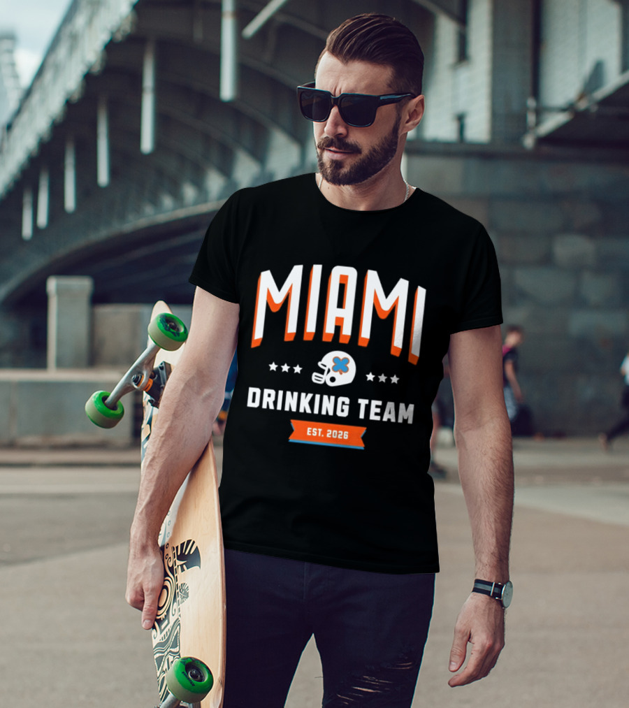 Miami Dolphins Drinking Team Est 2026 Football Helmet Stars T-Shirt