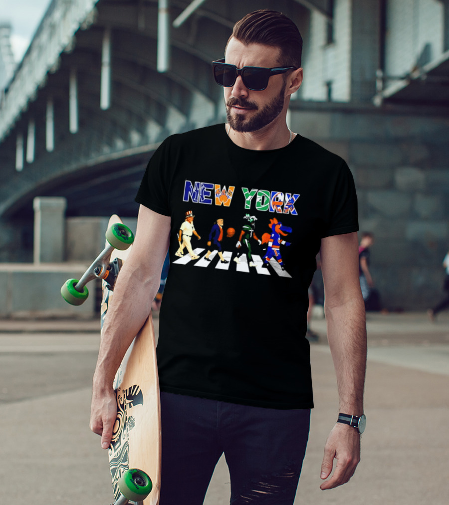 New York Yankees Knicks Jets Islanders Abbey Road Sports T-Shirt