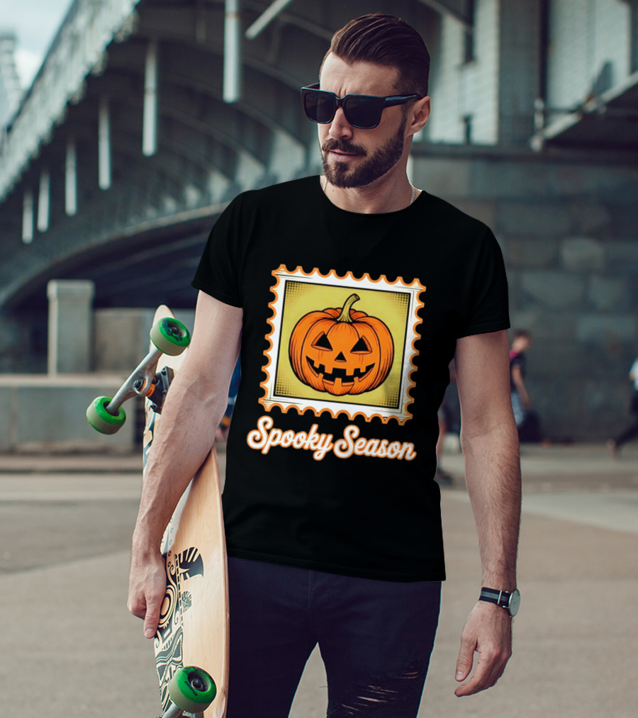 Spooky Season Pumpkin Stamp Halloween T-Shirt