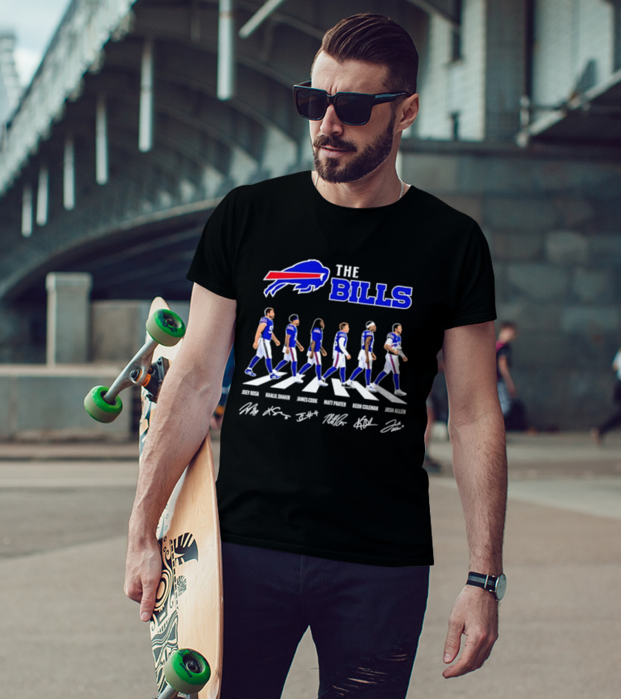 The Bills Josh Allen Joey Bosa Khalil Shakir James Cook Keon Coleman Matt Prater Abbey Road NFL Signatures T-Shirt