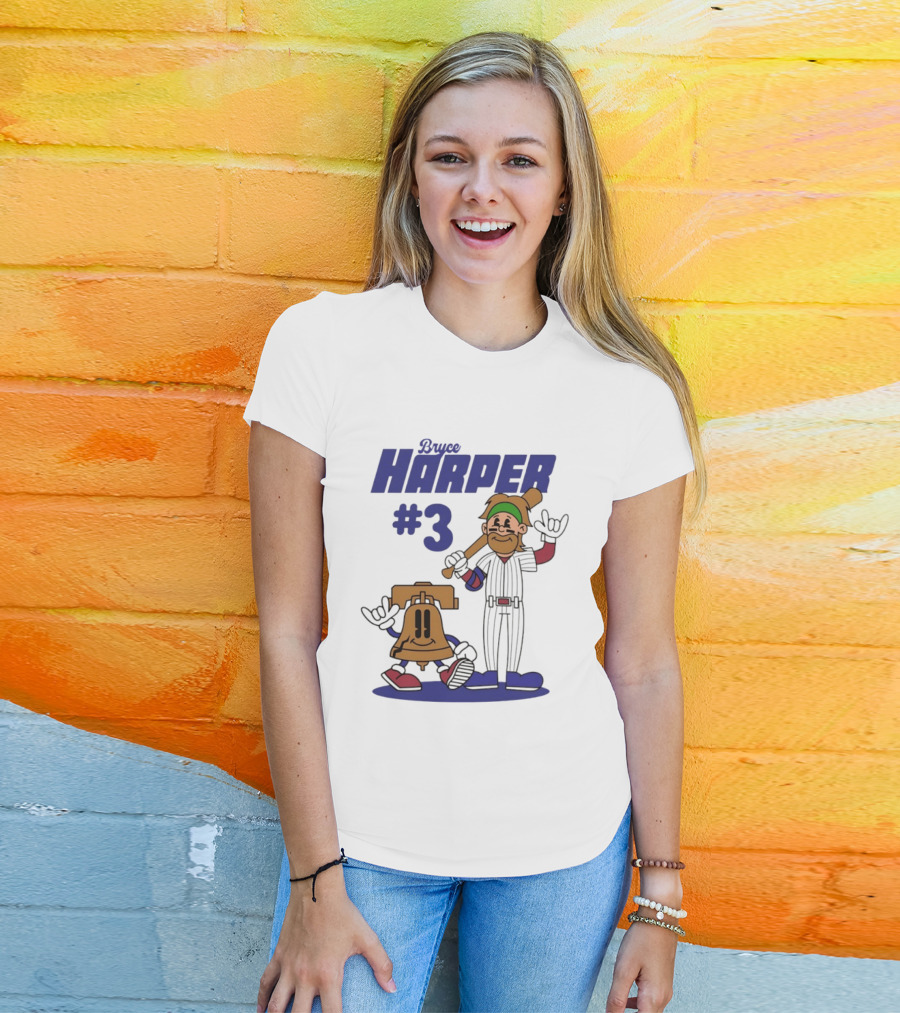Bryce Harper #3 Philadelphia Phillies MLB Liberty Bell Animated Players T-Shirt