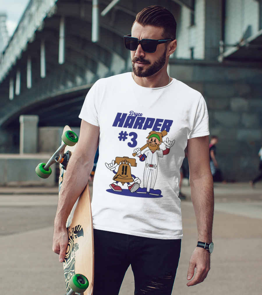 Bryce Harper #3 Philadelphia Phillies MLB Liberty Bell Animated Players T-Shirt