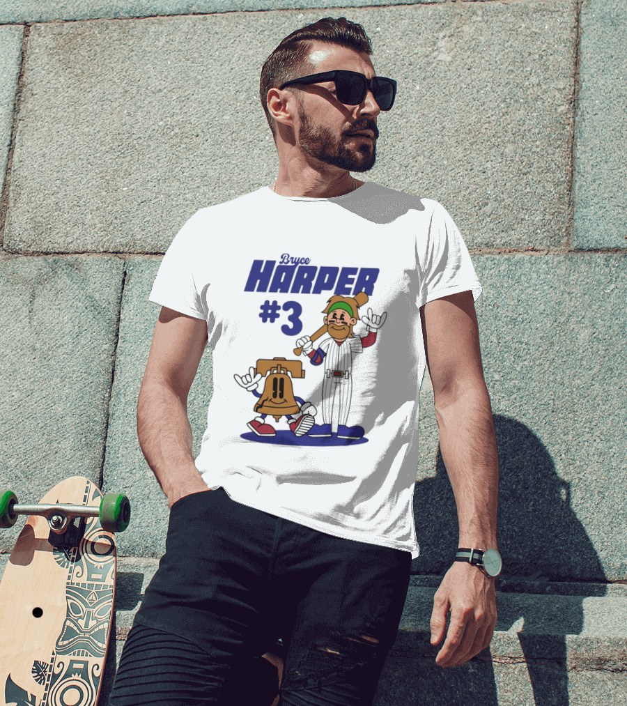 Bryce Harper #3 Philadelphia Phillies MLB Liberty Bell Animated Players T-Shirt