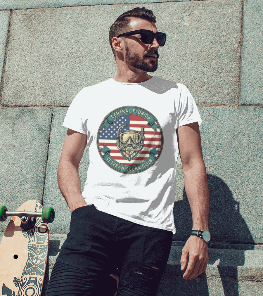 Central Florida Veteran Scuba Club American Flag Dive Mask T-Shirt