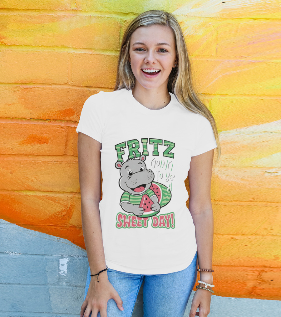 Fritz Hippo Holding Watermelon Going To Be A Sweet Day T-Shirt