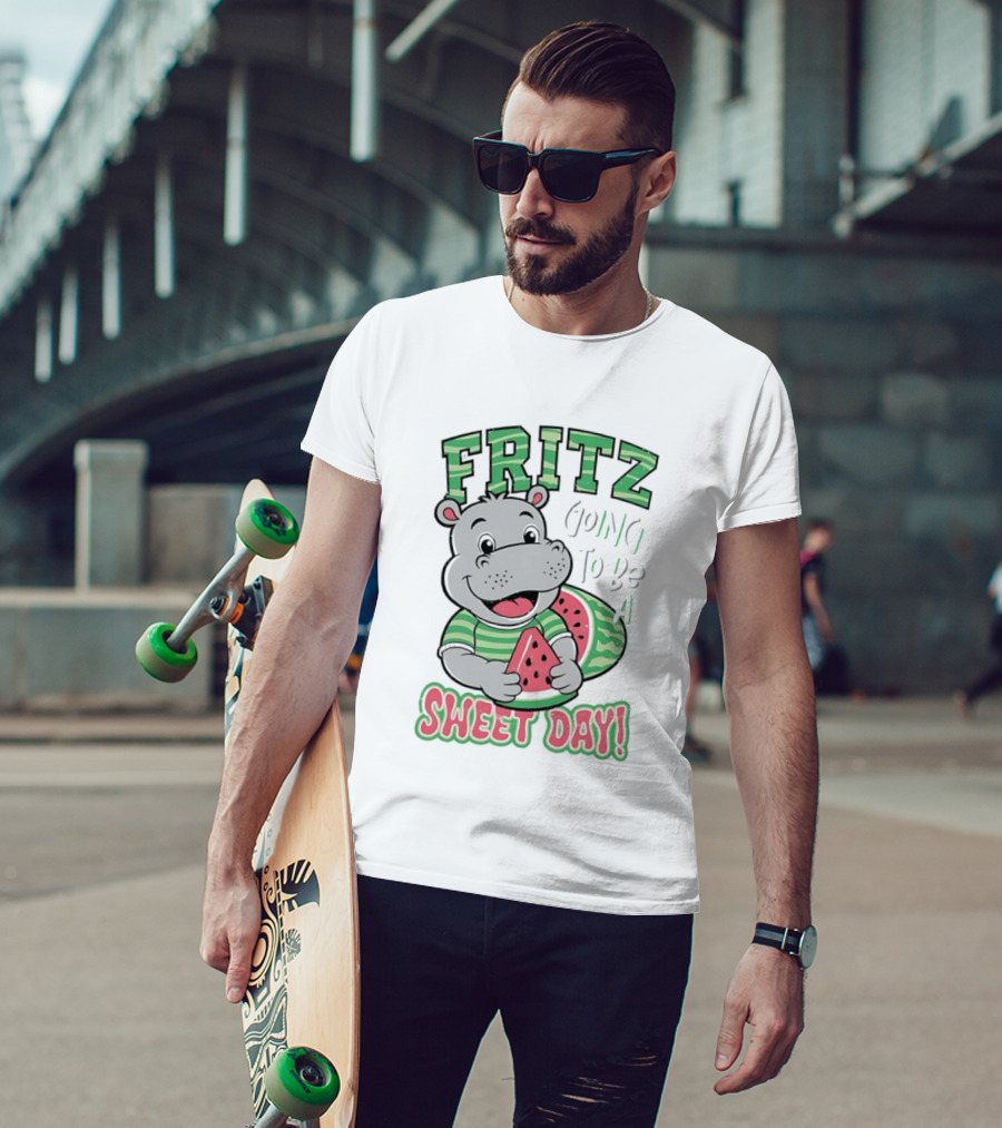 Fritz Hippo Holding Watermelon Going To Be A Sweet Day T-Shirt