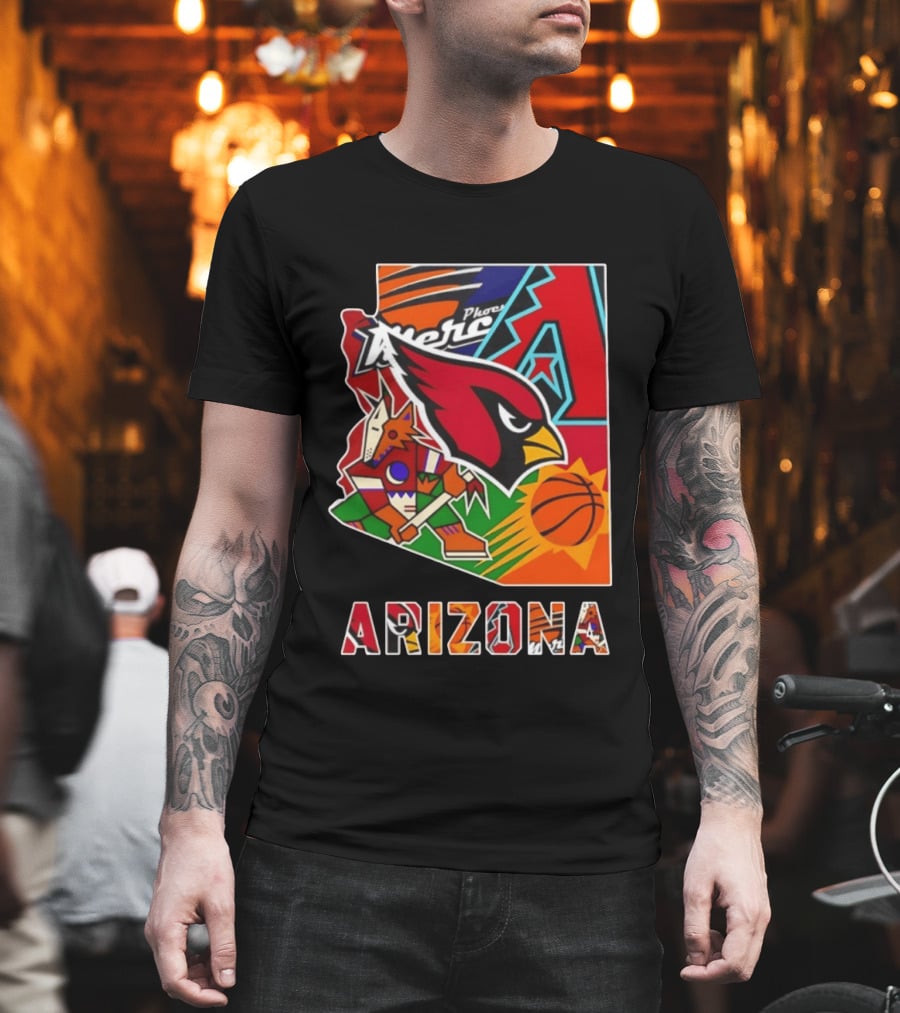 Arizona Cardinals Diamondbacks Suns Mercury Coyotes Sports Teams Map 2026 T-Shirt