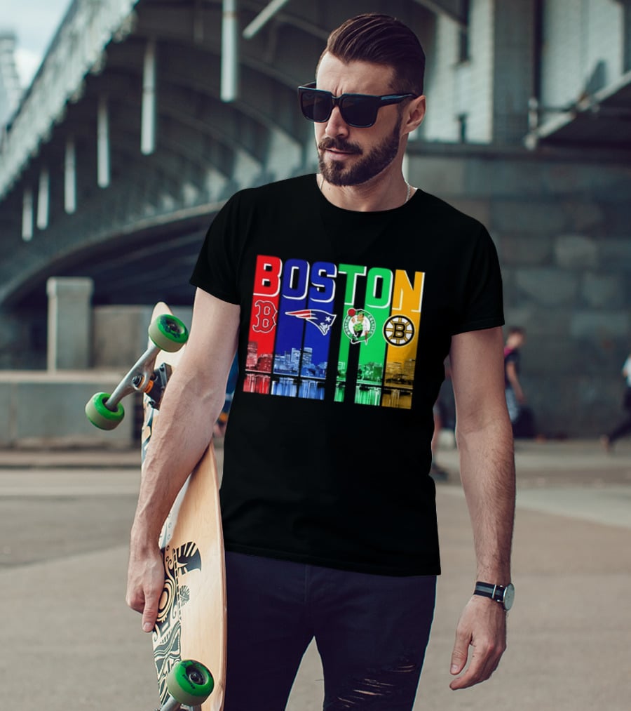 Boston Red Sox Patriots Celtics Bruins Skyline T-Shirt