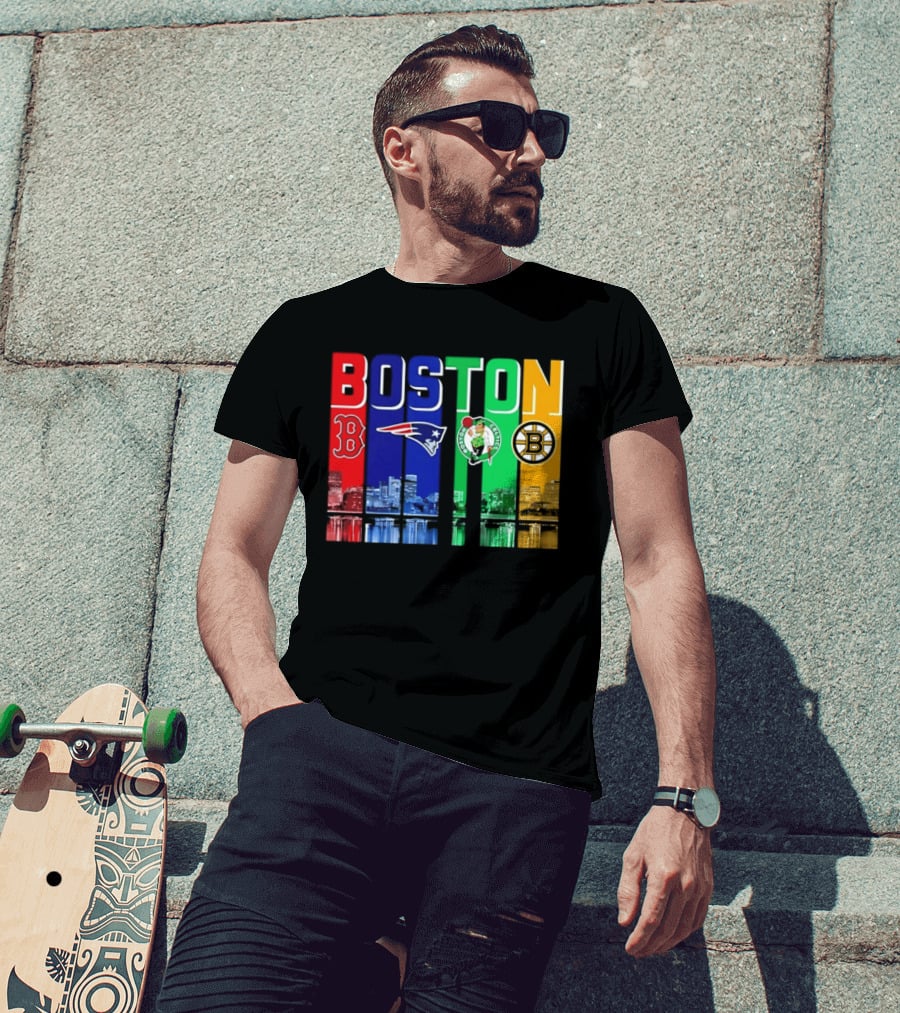 Boston Red Sox Patriots Celtics Bruins Skyline T-Shirt