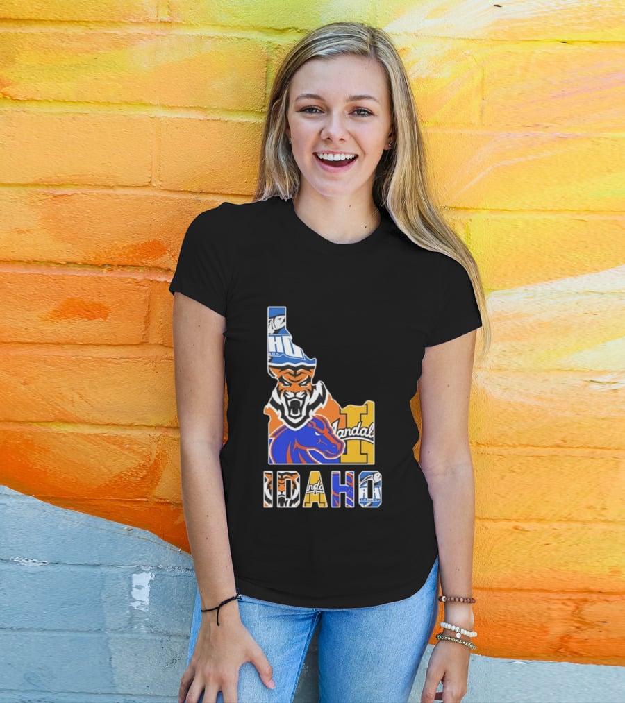 Idaho State Bengals Boise State Broncos Vandals Map Collage 2026 T-Shirt