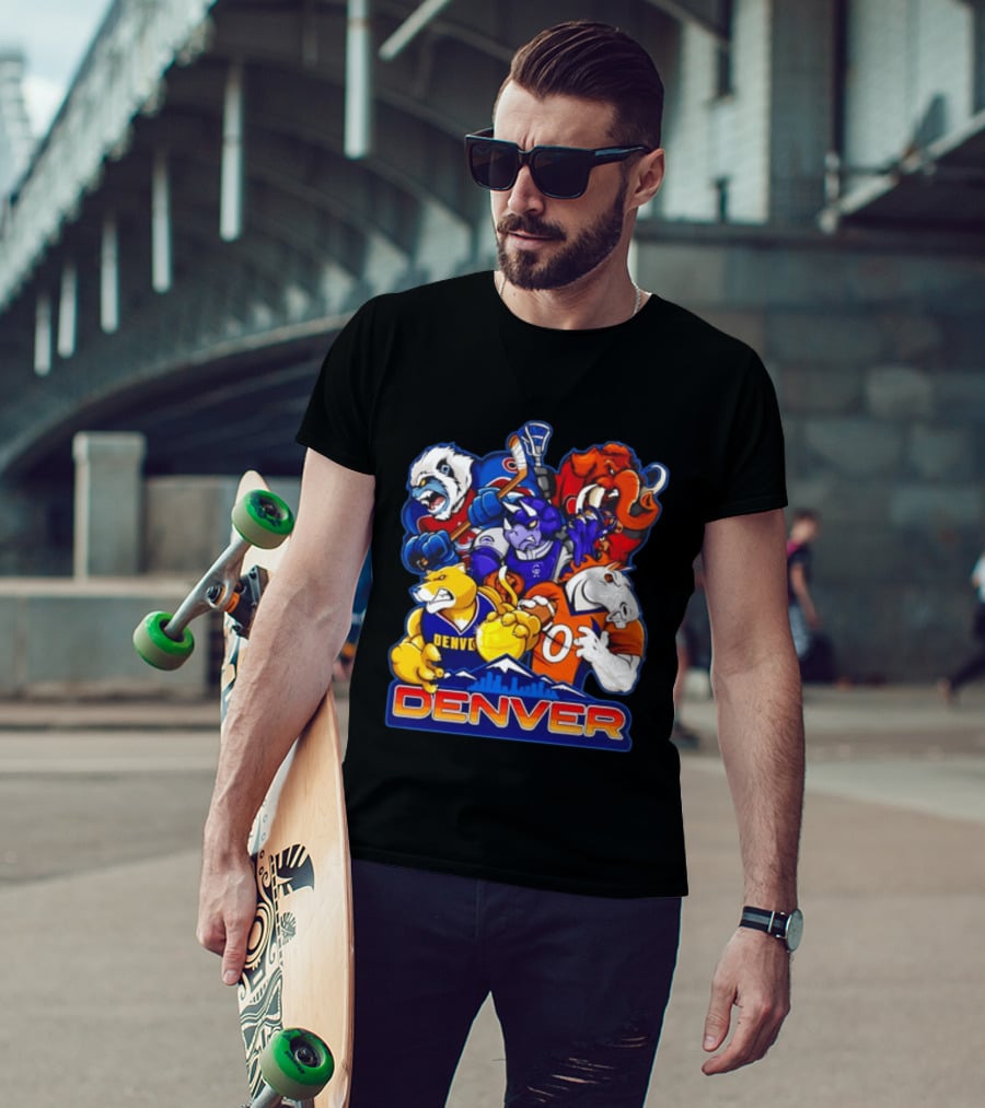 Denver Sports Teams Mascot Collage Featuring Iconic City T-Shirt