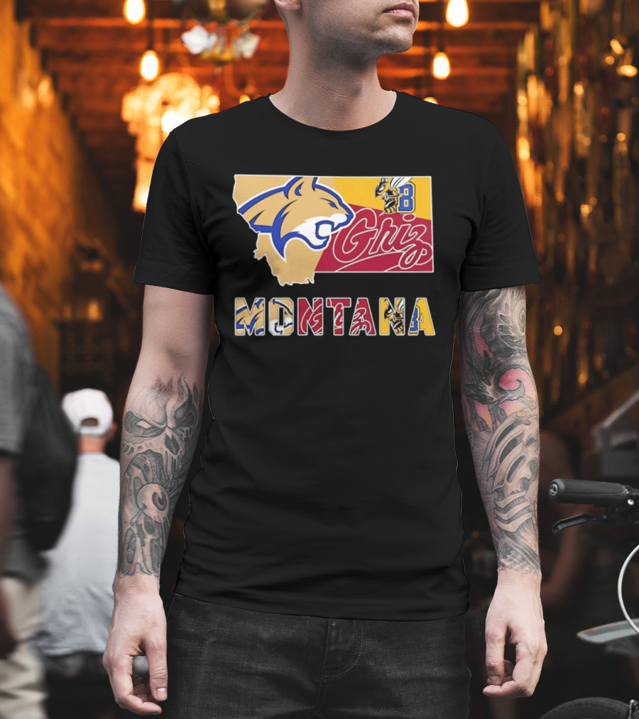 Montana Bobcats Griz 2026 College Football Map T-Shirt