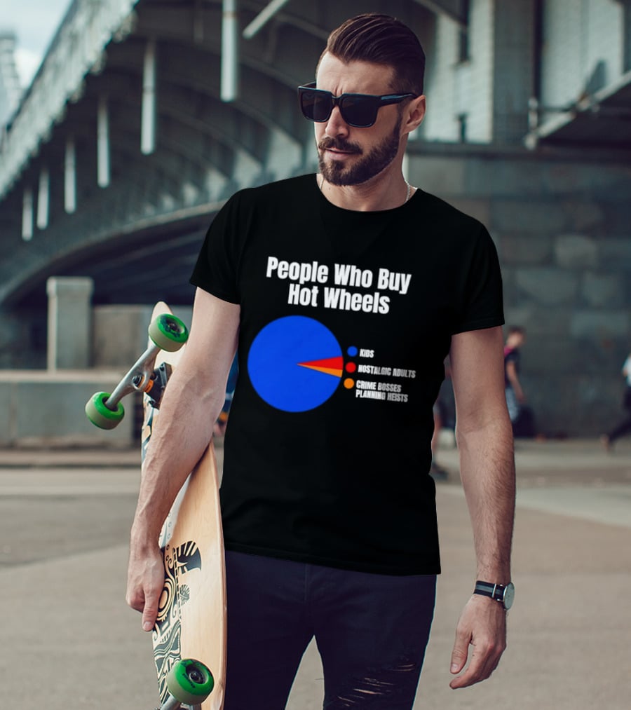 People Who Buy Hot Wheels Nostalgic Adults Crime Bosses Planning Heists Pie Chart T-Shirt
