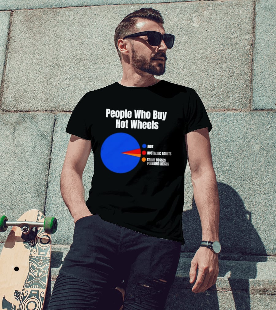 People Who Buy Hot Wheels Nostalgic Adults Crime Bosses Planning Heists Pie Chart T-Shirt
