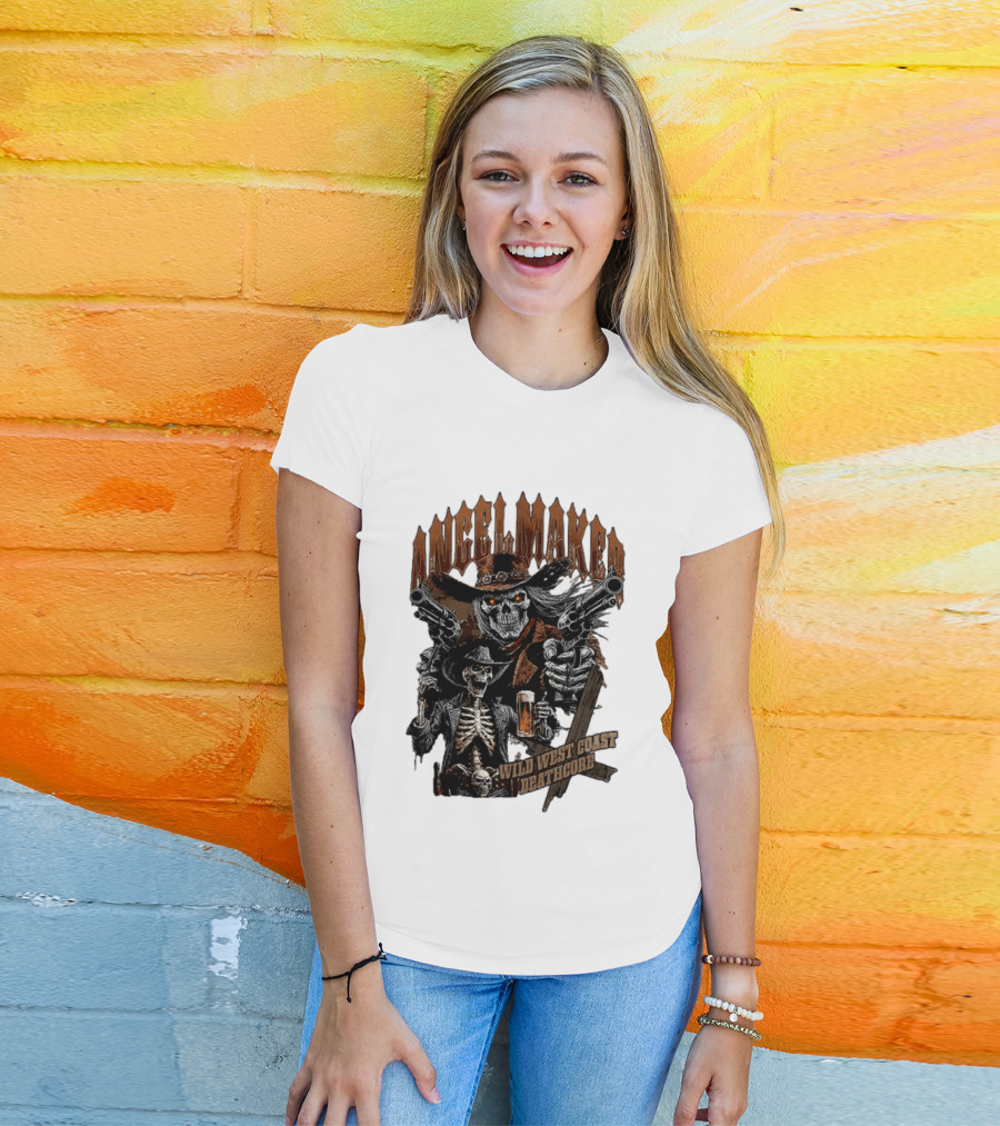 AngelMaker Wild West Coast Deathcore Skeleton Gunslinger Violence T-Shirt