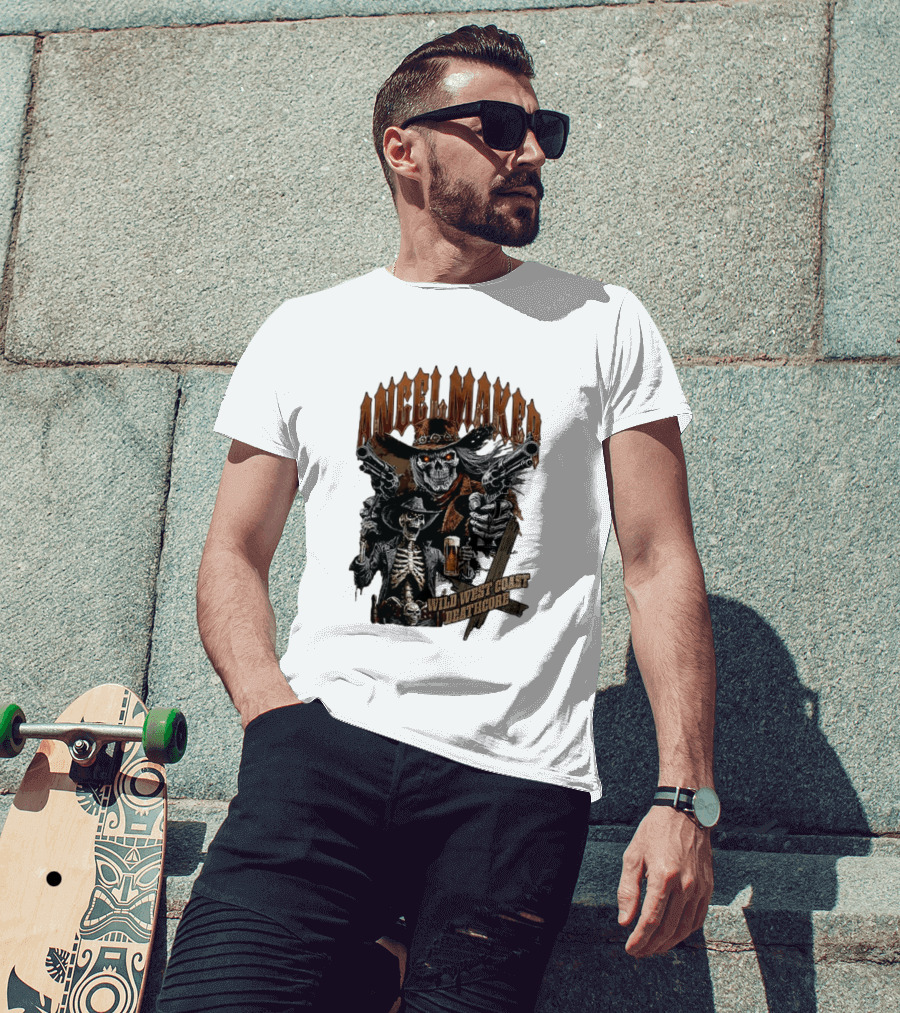 AngelMaker Wild West Coast Deathcore Skeleton Gunslinger Violence T-Shirt