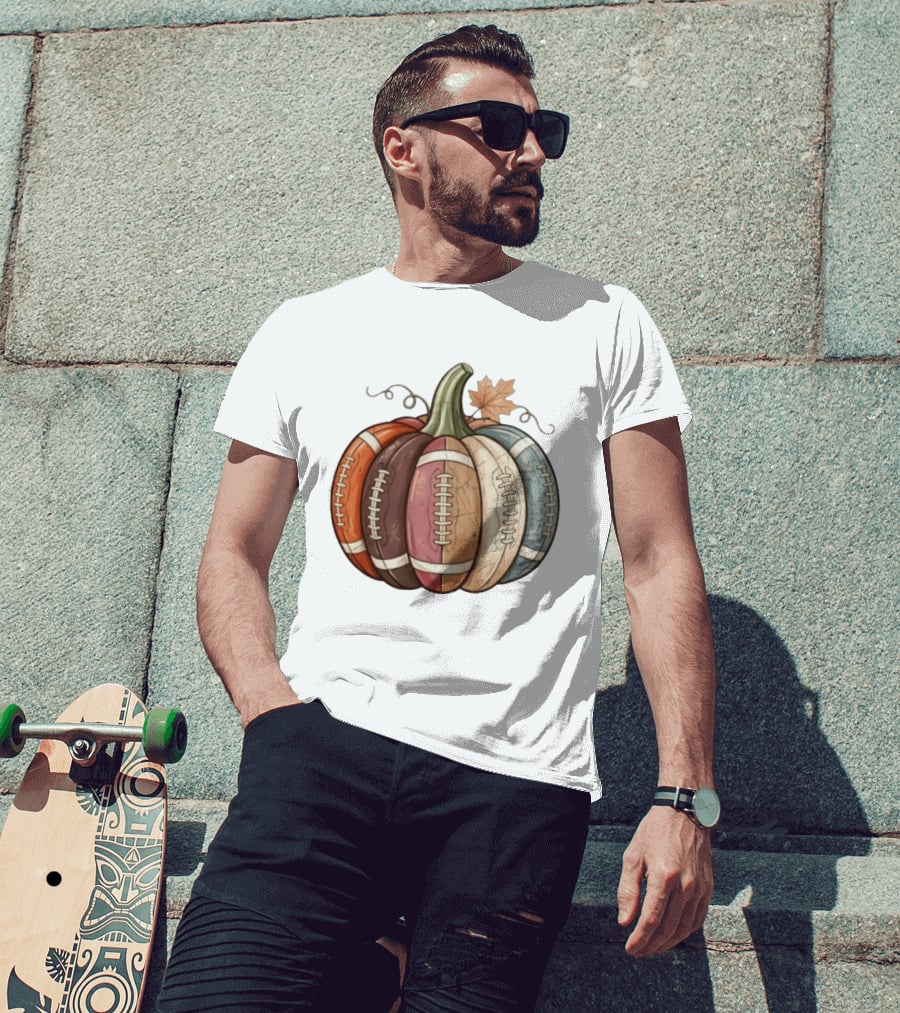 Football Pumpkin Fall Autumn Sports Harvest Season Decor T-Shirt