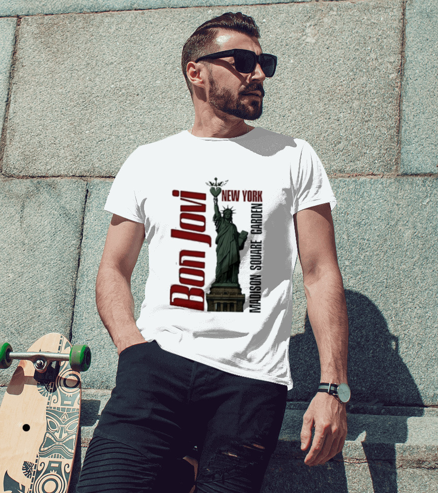 Bon Jovi Statue Of Liberty New York Madison Square Garden T-Shirt