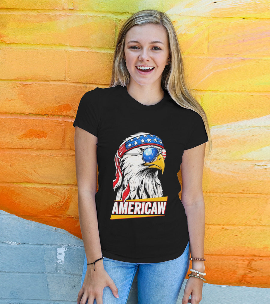 Bald Eagle Americaw Bandana American Flag USA T-Shirt
