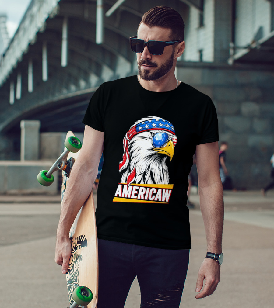 Bald Eagle Americaw Bandana American Flag USA T-Shirt