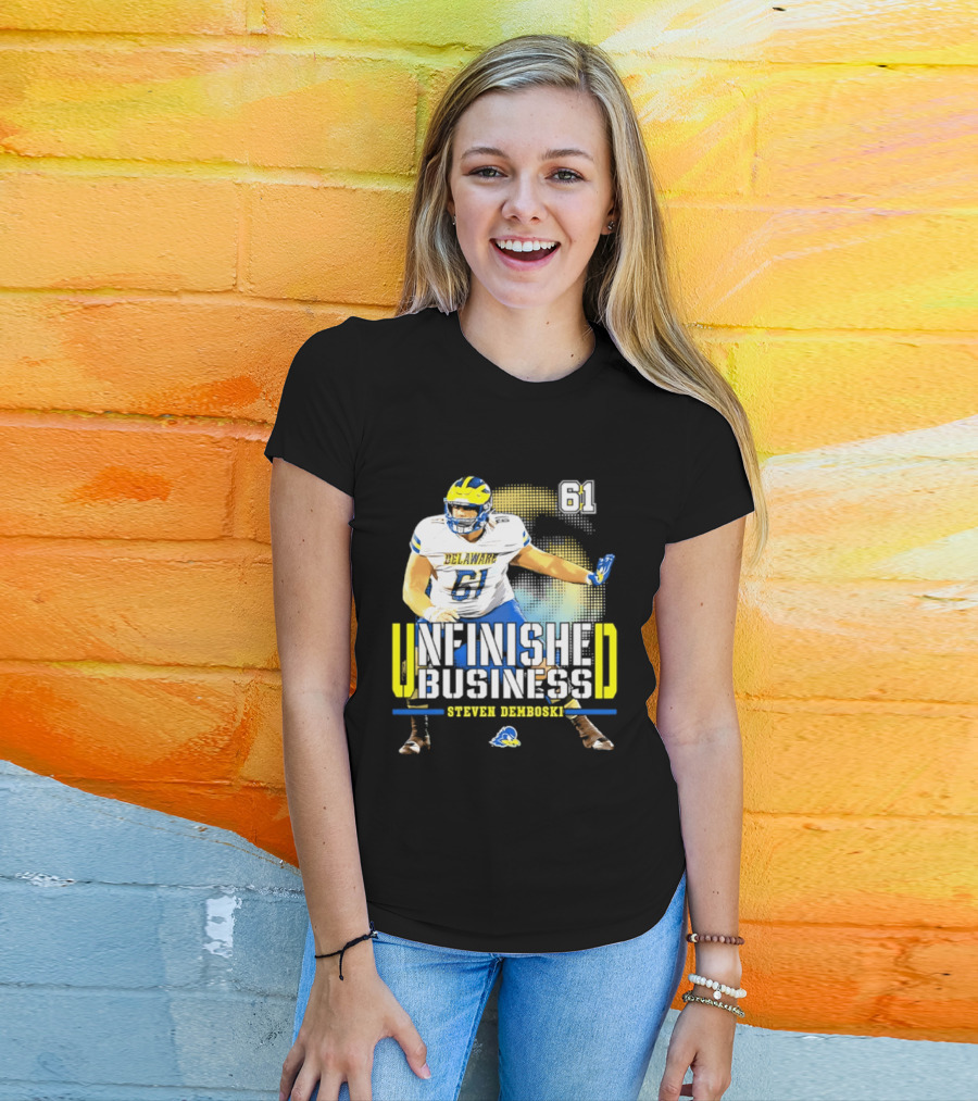 Steven Demboski 61 Delaware Unfinished Business NCAA Football T-Shirt