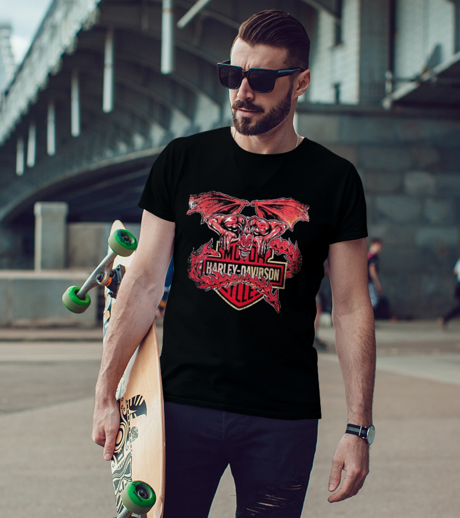 Warren Lotas Harley Davidson Gargoyle Motor Cycles T-Shirt