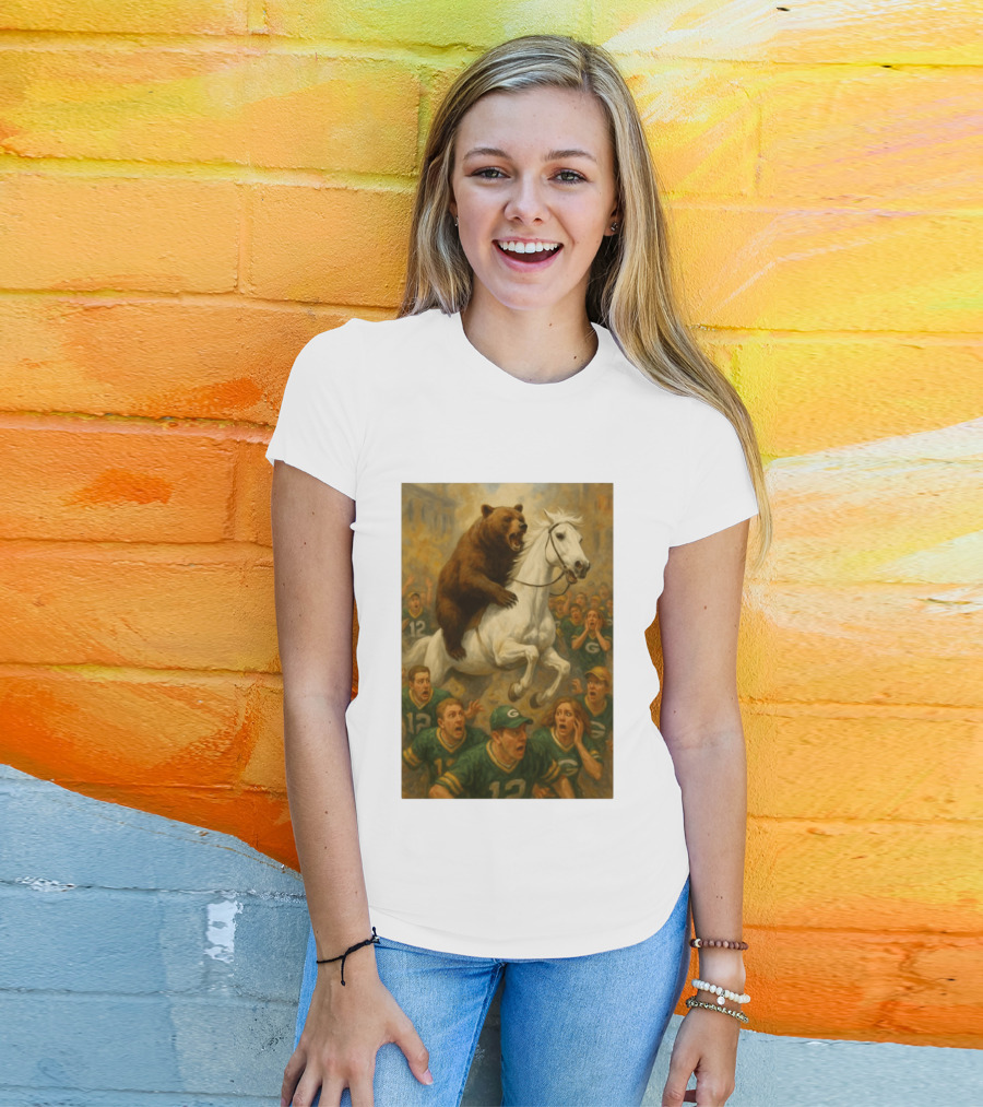 Bear Riding Horse Surprising Green Bay Packers Fans NFL Humor T-Shirt