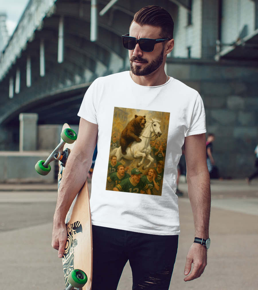 Bear Riding Horse Surprising Green Bay Packers Fans NFL Humor T-Shirt