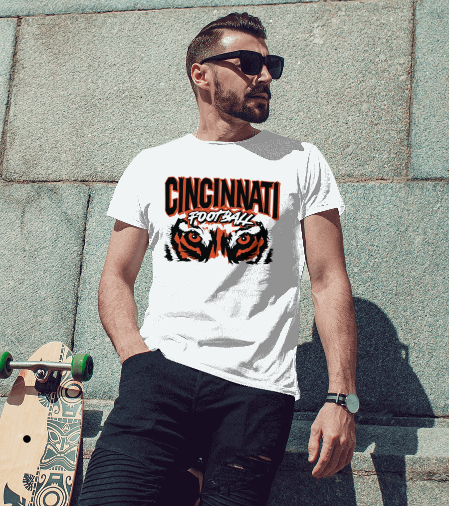 Cincinnati Football Tiger Eyes Grunge T-Shirt