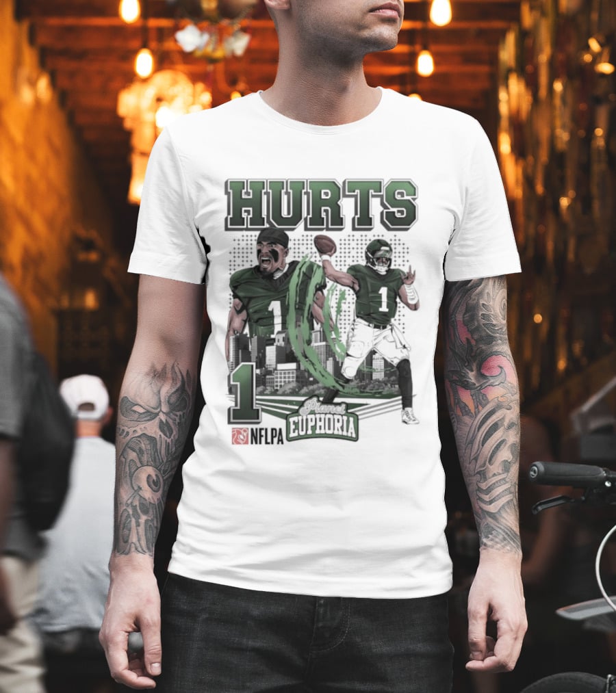 Jalen Hurts 1 Euphoria Philadelphia Eagles Player Collage T-Shirt
