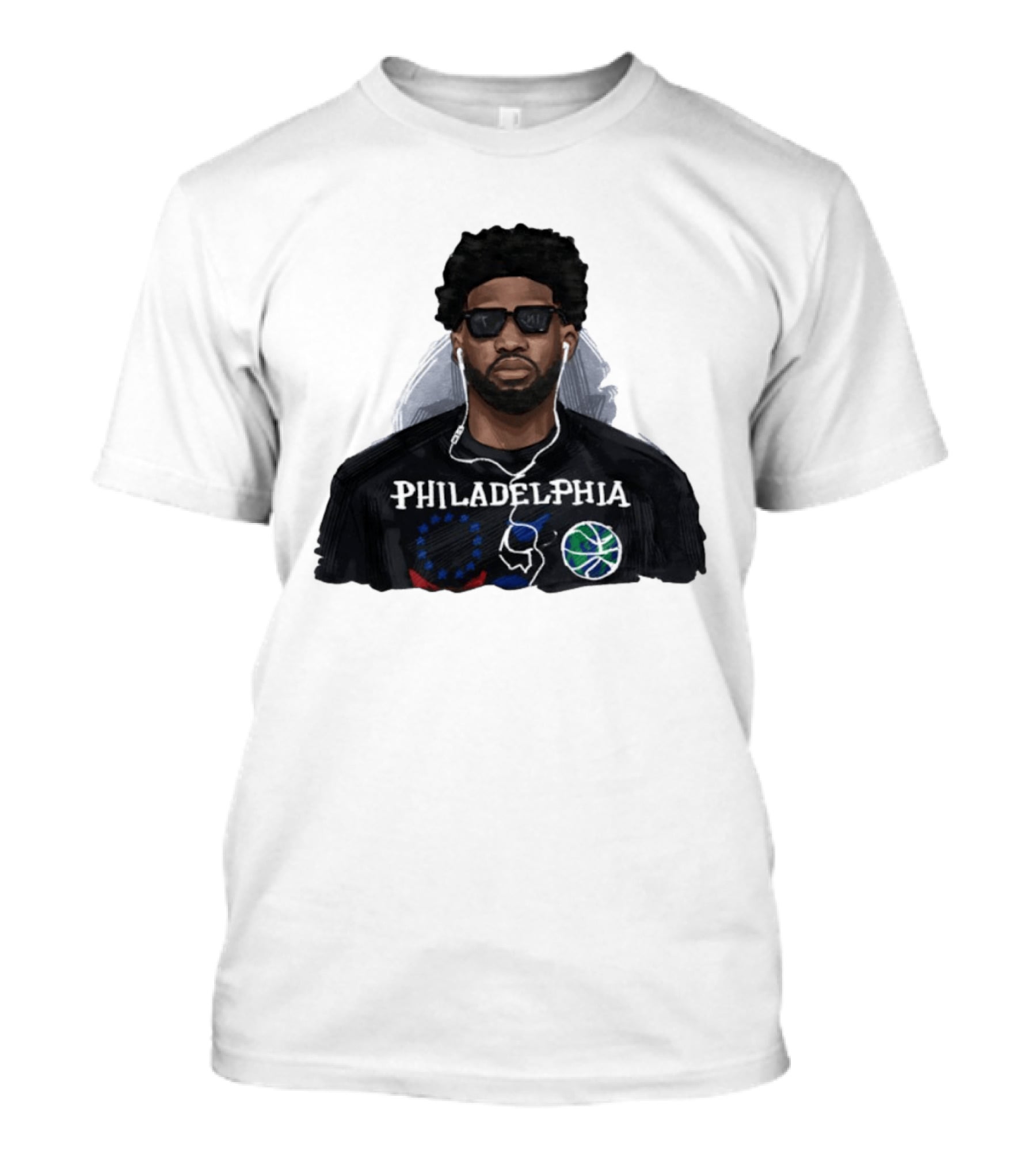 Philadelphia Joel Embiid Wired Earphones Basketball 76ers T-Shirt