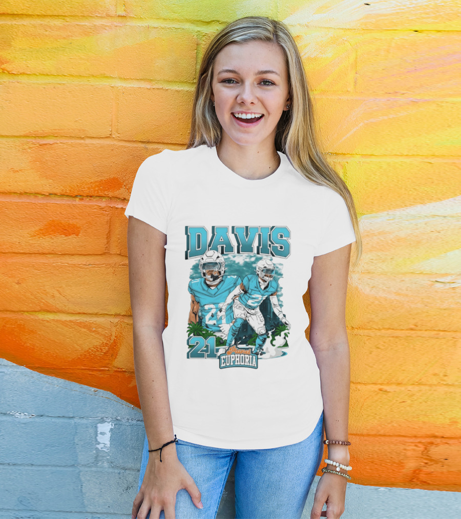 Davis 21 Planet Euphoria Football Player Miami Dolphins T-Shirt