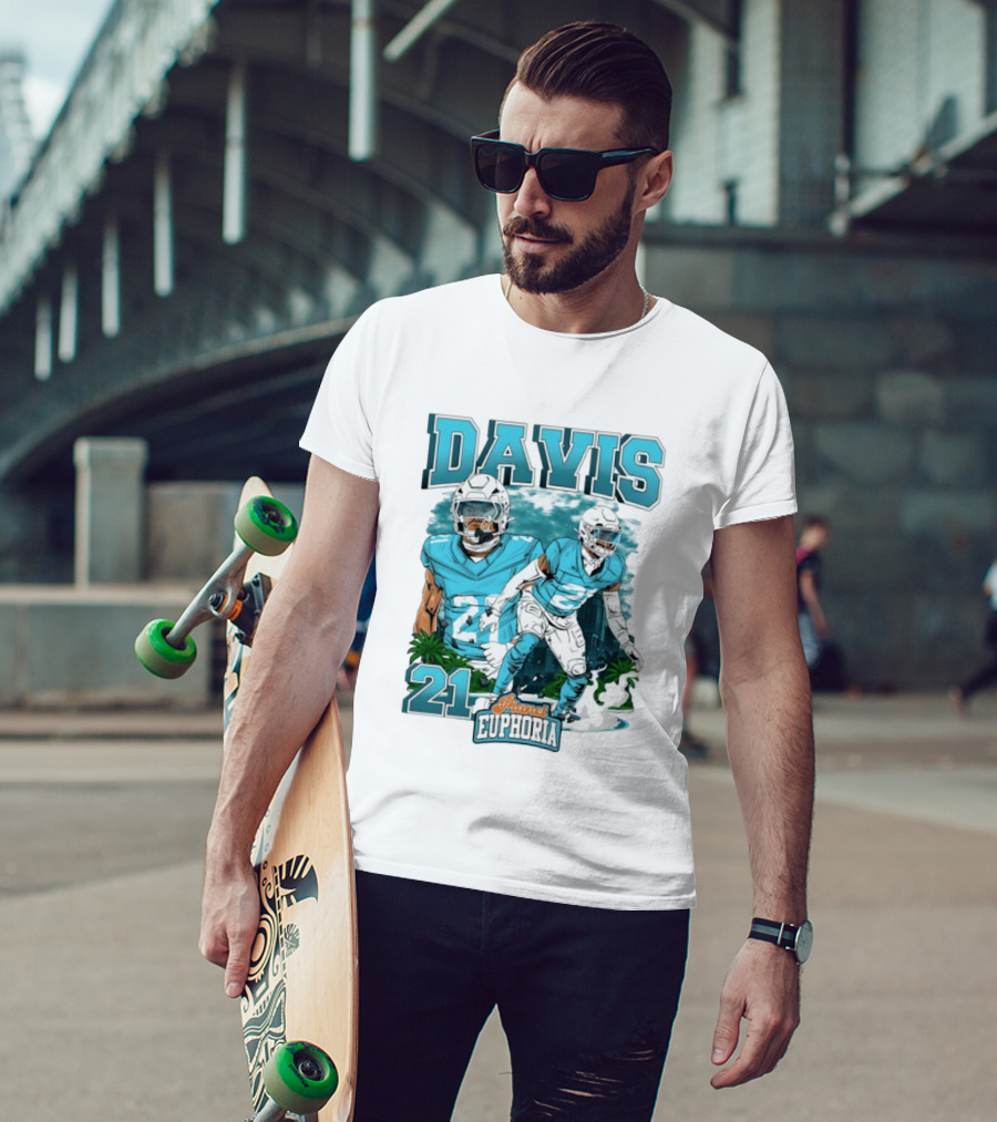 Davis 21 Planet Euphoria Football Player Miami Dolphins T-Shirt