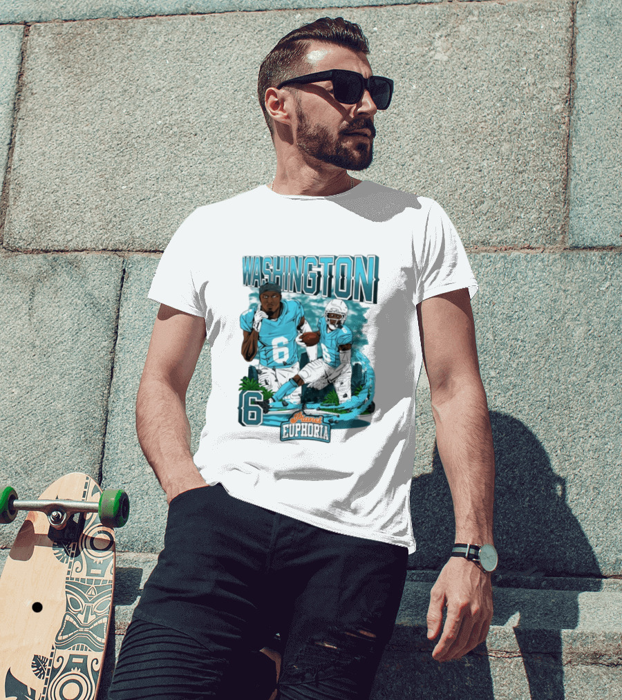 Miami Dolphins Football Washington 6 Player Planet Euphoria T-Shirt