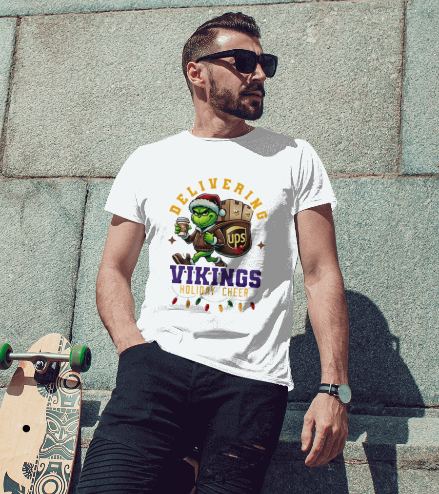 Delivering Vikings Holiday Cheer Grinch UPS Christmas T-Shirt