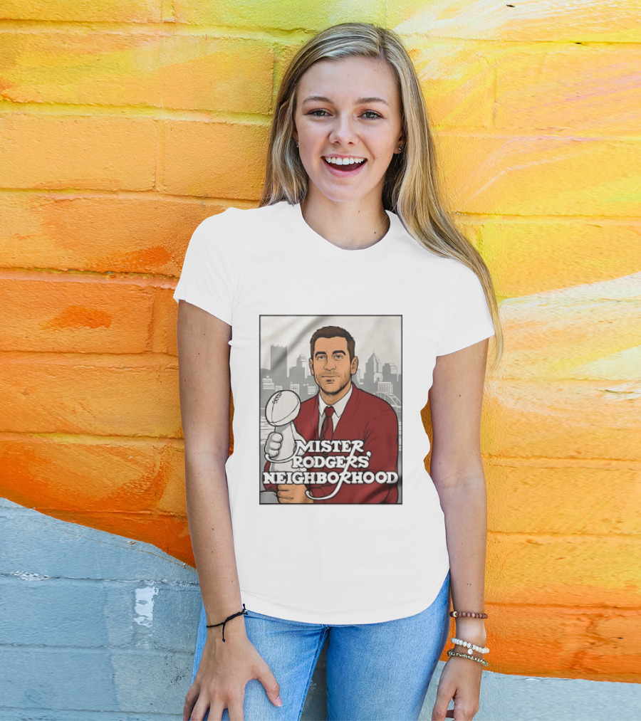 Mister Rodgers Neighborhood Aaron Rodgers Pittsburgh Skyline T-Shirt