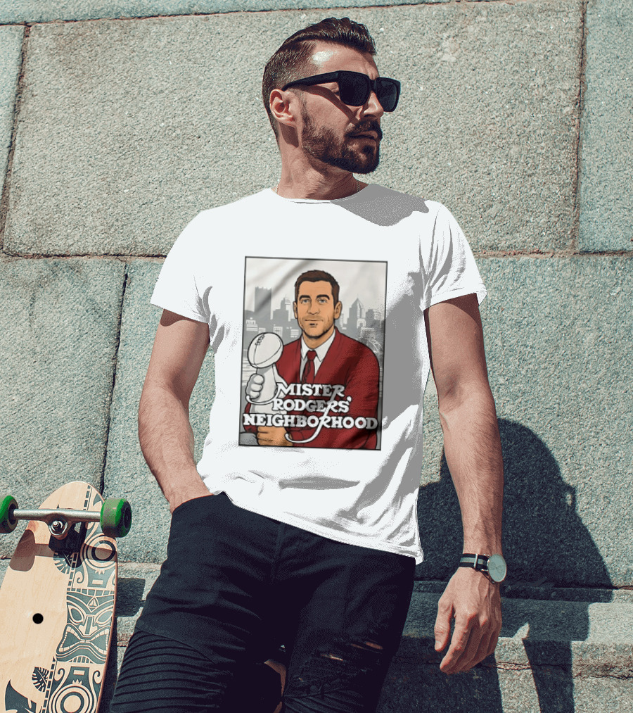 Mister Rodgers Neighborhood Aaron Rodgers Pittsburgh Skyline T-Shirt