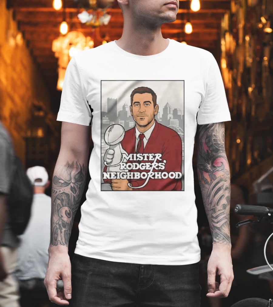 Mister Rodgers Neighborhood Aaron Rodgers Pittsburgh Skyline T-Shirt