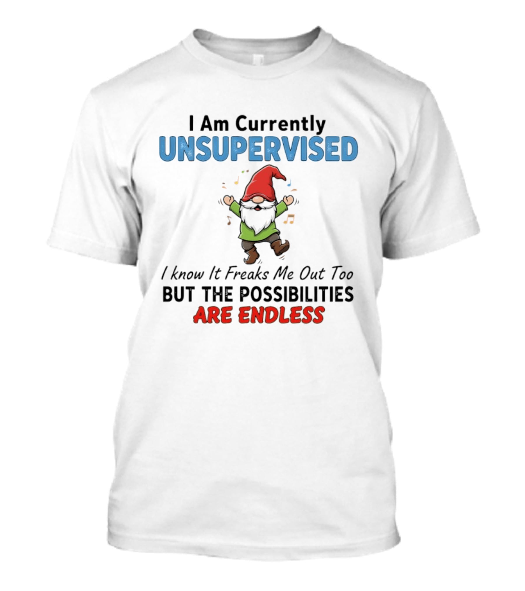 Unsupervised Gnome Christmas Possibilities Endless Fun T-Shirt