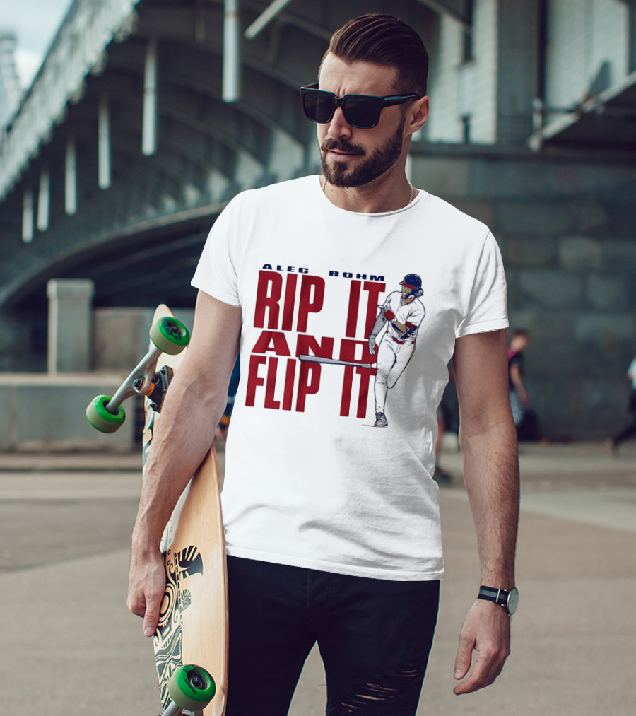 Philadelphia Phillies Alec Bohm Rip It And Flip It Baseball Player T-Shirt