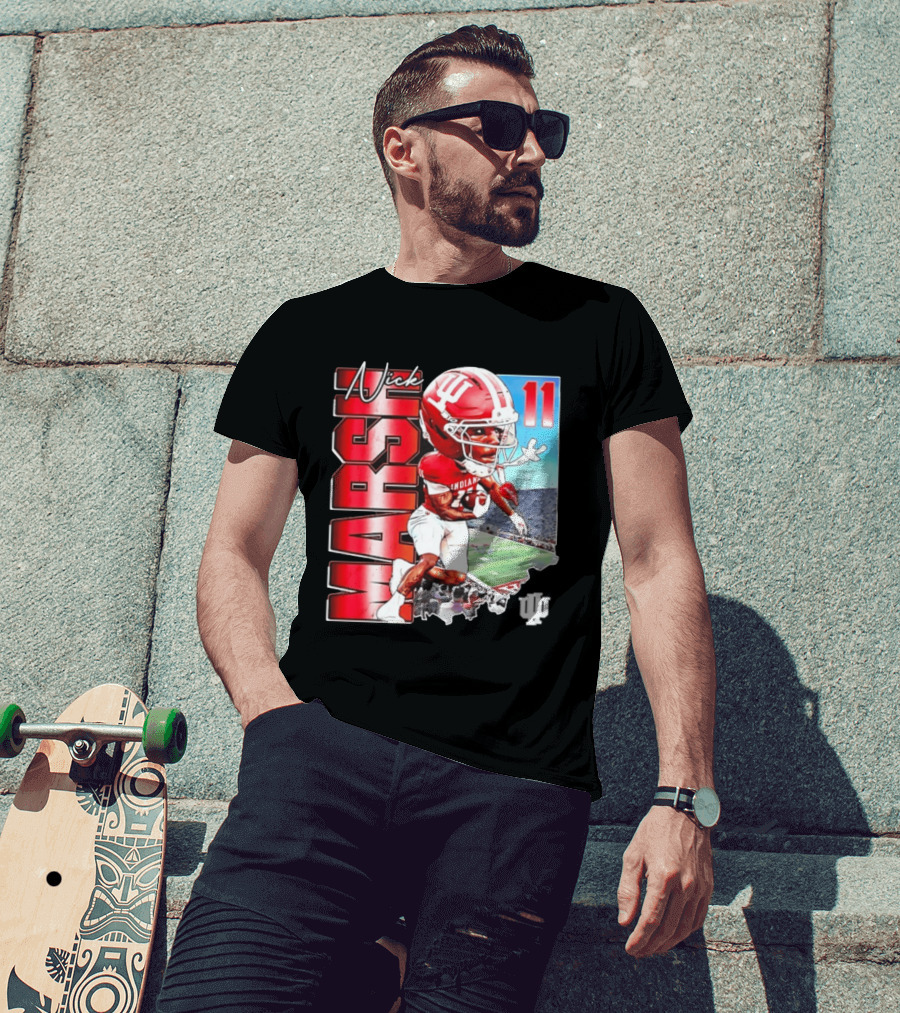 Nick Marsh Indiana Hoosiers Football Caricature 11 Stadium Scene T-Shirt