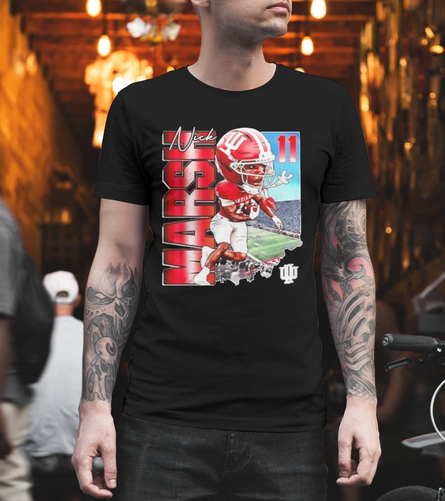 Nick Marsh Indiana Hoosiers Football Caricature 11 Stadium Scene T-Shirt