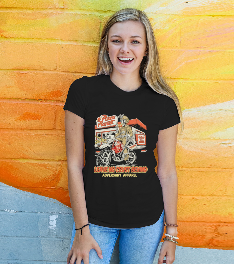 Pizza Planet Tactical Operations Department Funny Motorcycle Leave No Crust Behind T-Shirt