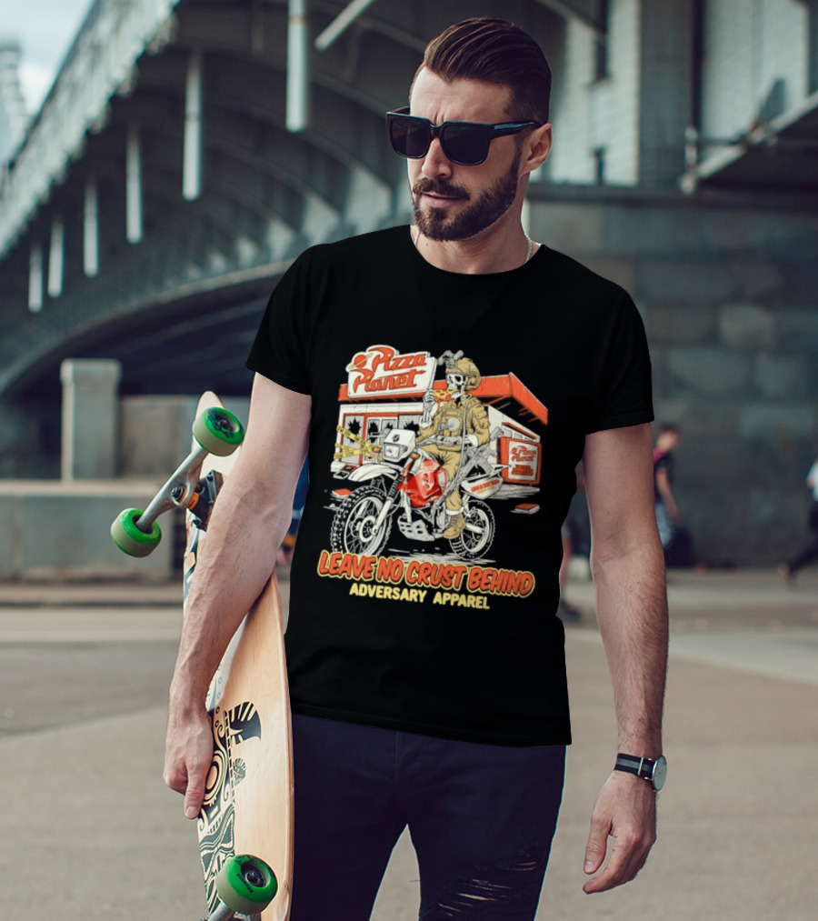 Pizza Planet Tactical Operations Department Funny Motorcycle Leave No Crust Behind T-Shirt