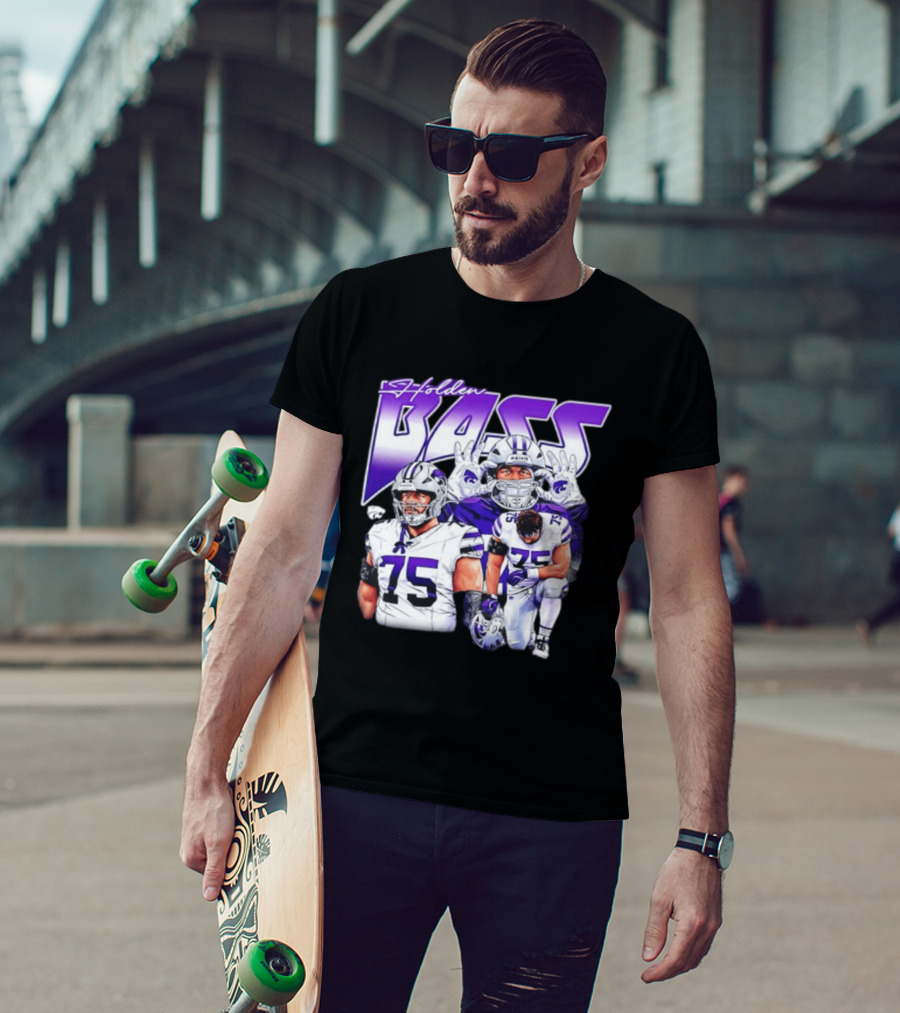 Holden Bass 75 Kansas State Wildcats NCAA Football Player T-Shirt